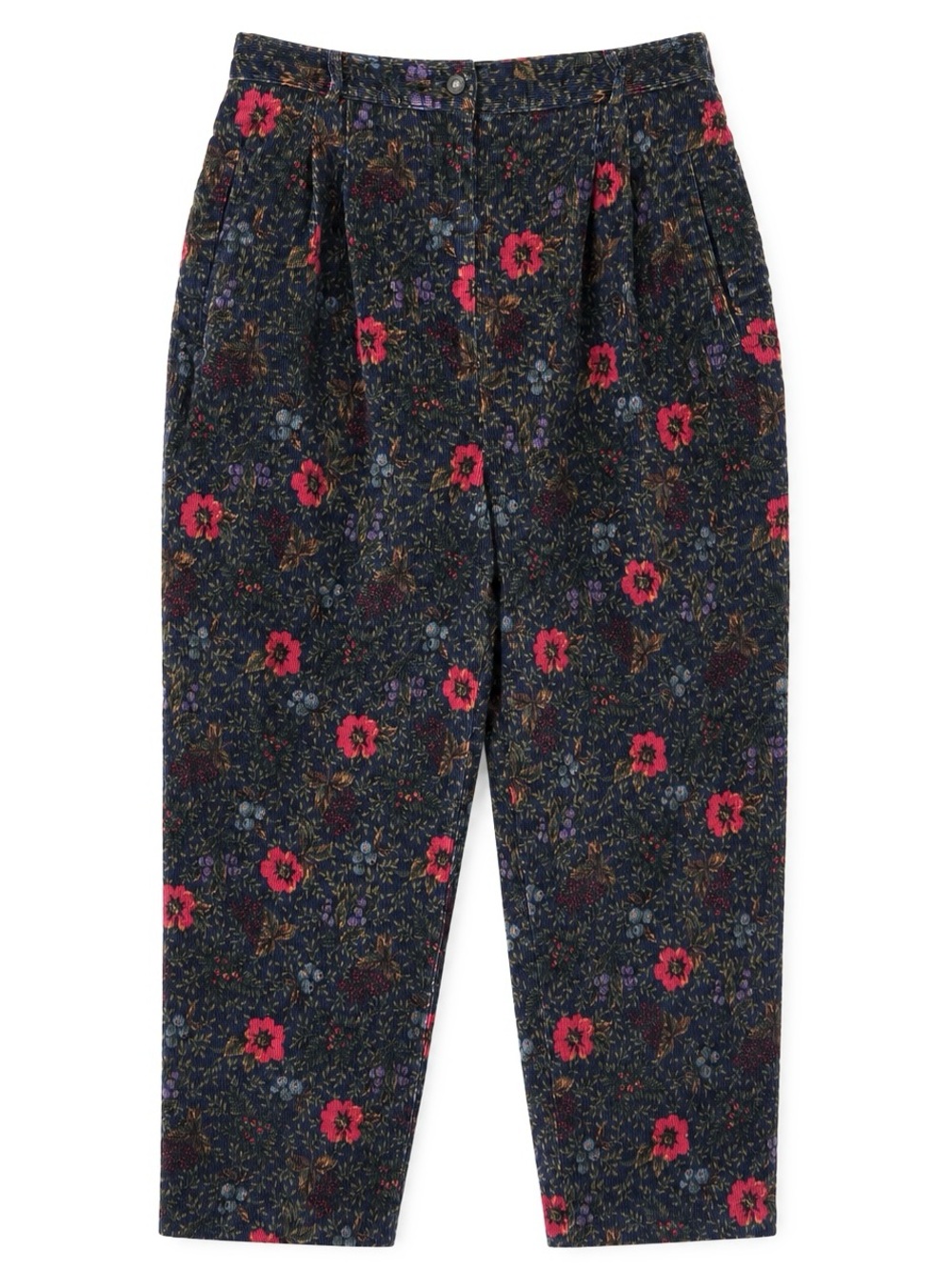 Vintage 90s Talbots Floral Corduroy Pleated High Rise Pants 10